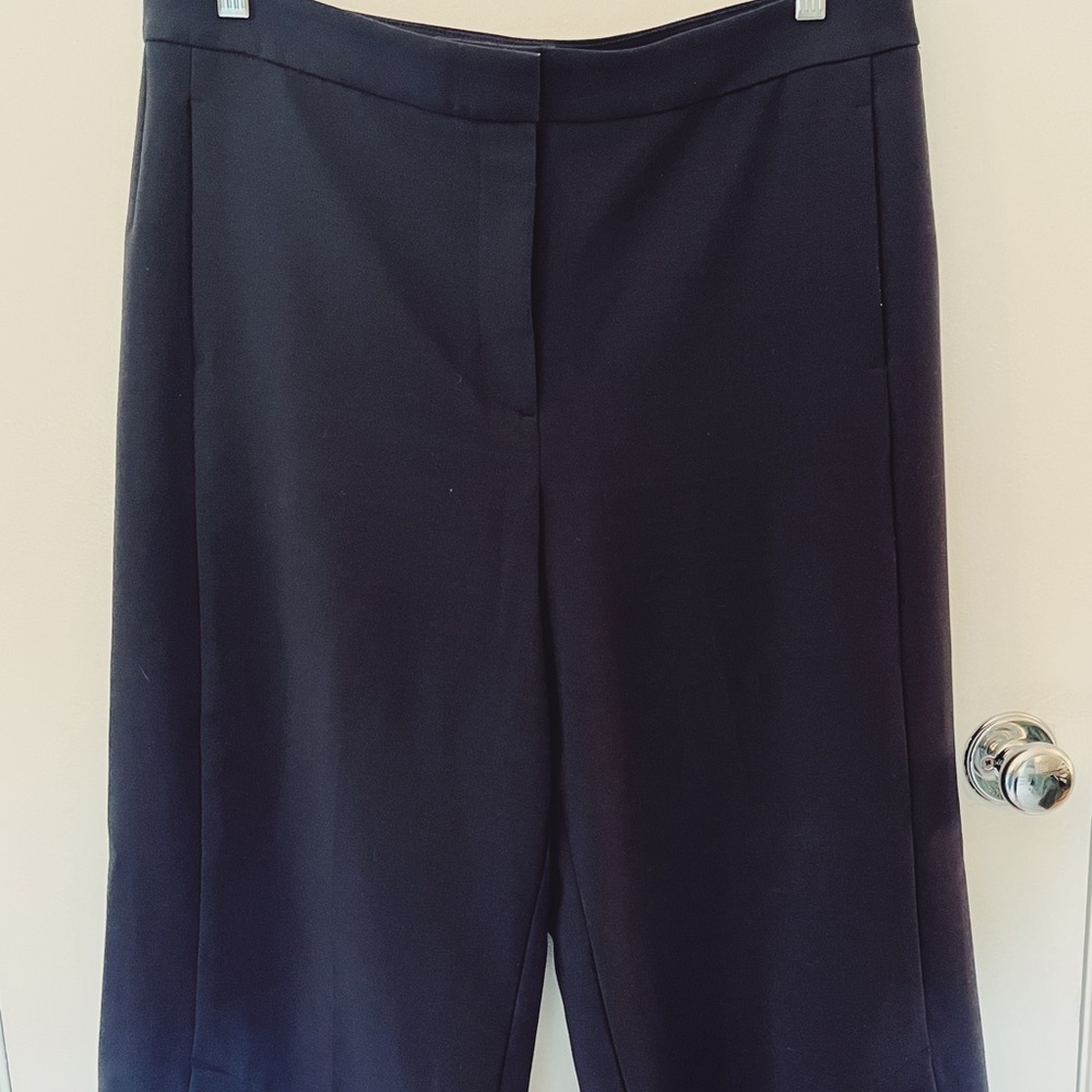 Ann Taylor Cropped Wide Leg Button Cuff Sailor Pants Navy Blue Size 14P